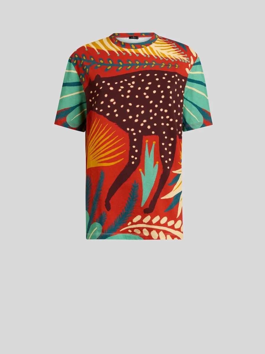 ETRO X TABBY BOOTH LONG COTTON T-SHIRT WITH PLACED PRINT - 1