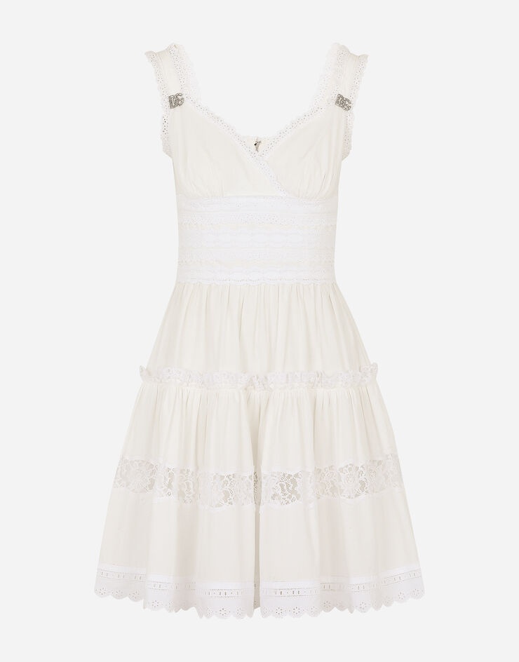 Short poplin dress with crystal-embellished DG details - 1