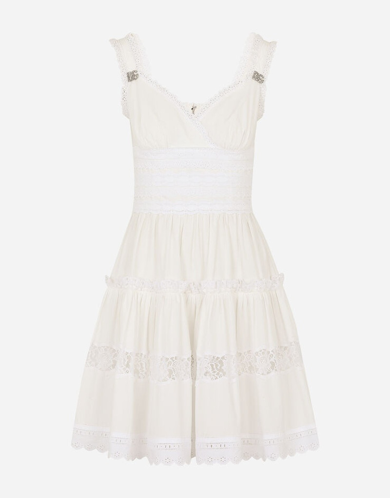 Short poplin dress with crystal-embellished DG details 1