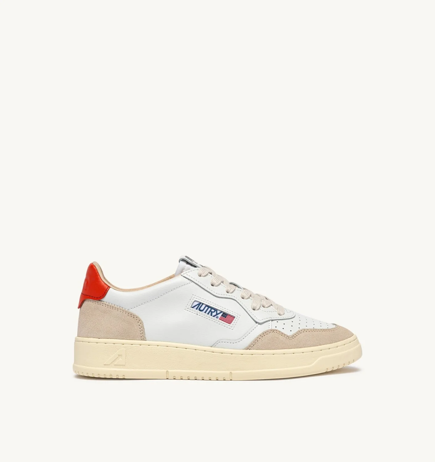 MEDALIST LOW SNEAKERS IN WHITE AND LION LEATHER AND SUEDE - 1
