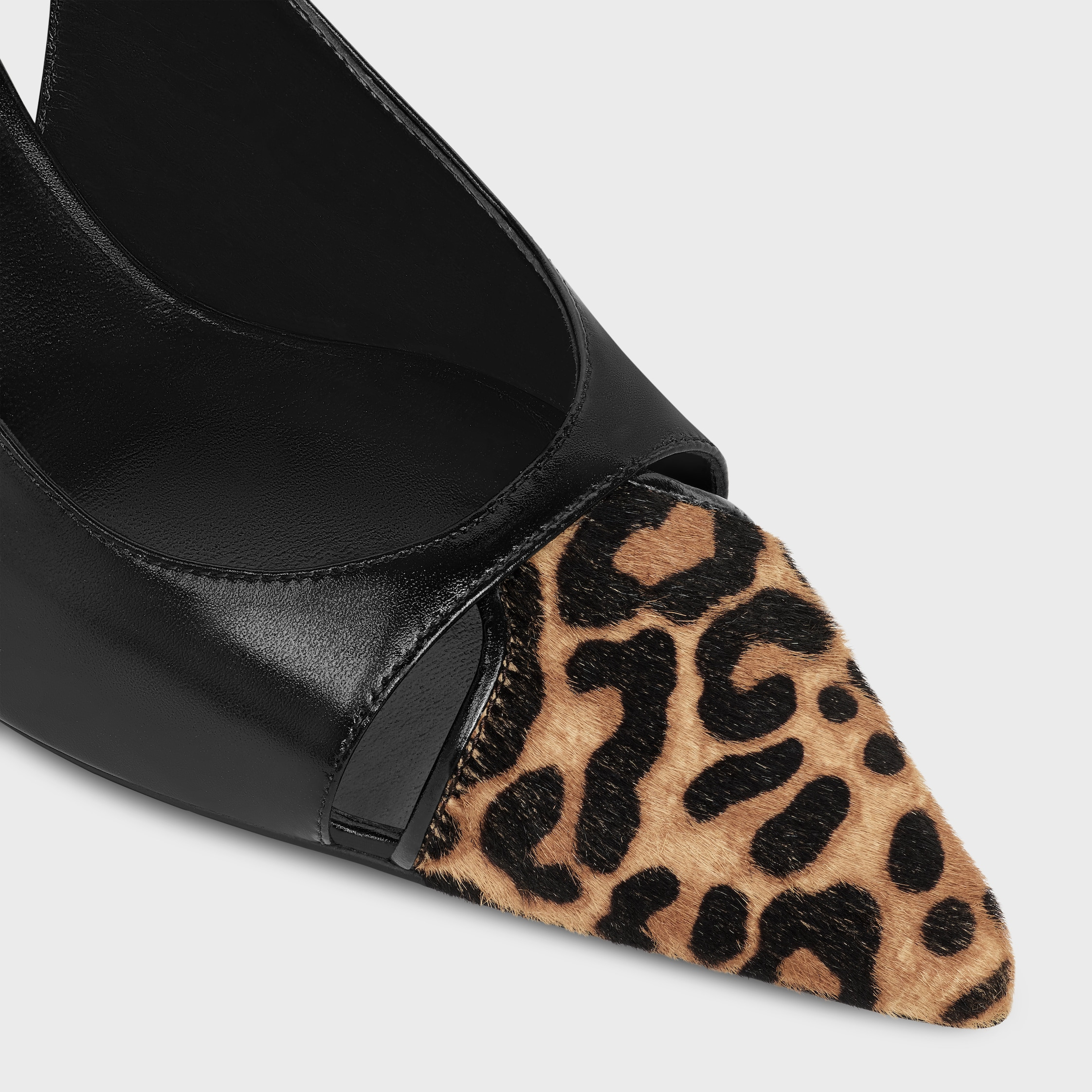 CELINE JUDY CAP TOE SKINGBACK IN CALFSKIN AND LEOPARD PRINTED HAIRY CALFSKIN - 4