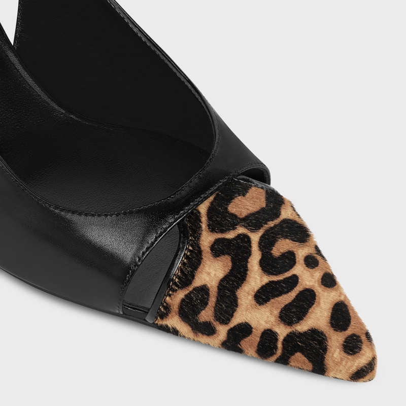CELINE JUDY CAP TOE SKINGBACK IN CALFSKIN AND LEOPARD PRINTED HAIRY CALFSKIN 4