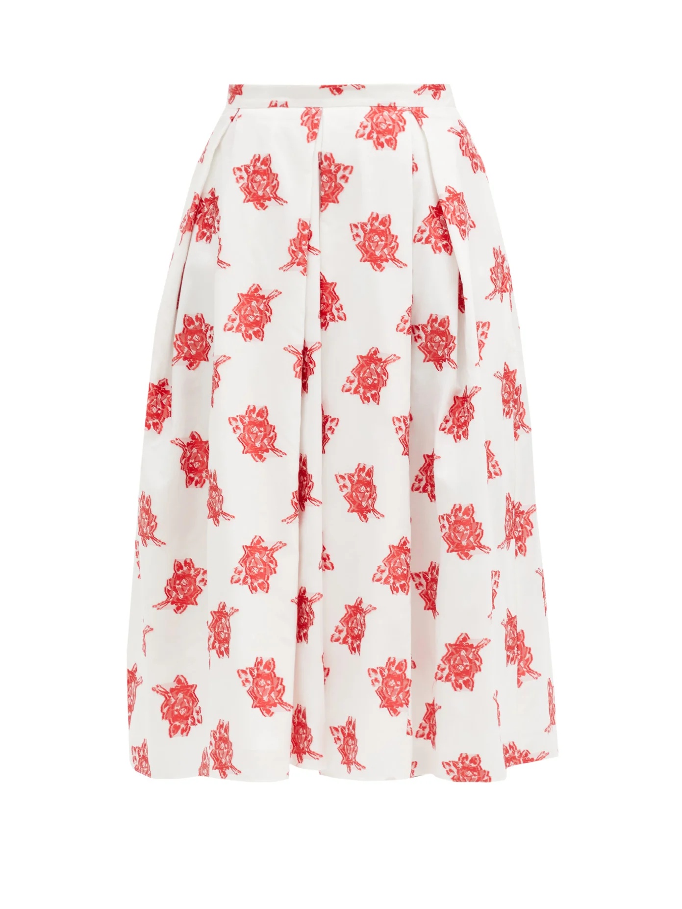 Ina pleated rose fil-coupé twill midi skirt - 1