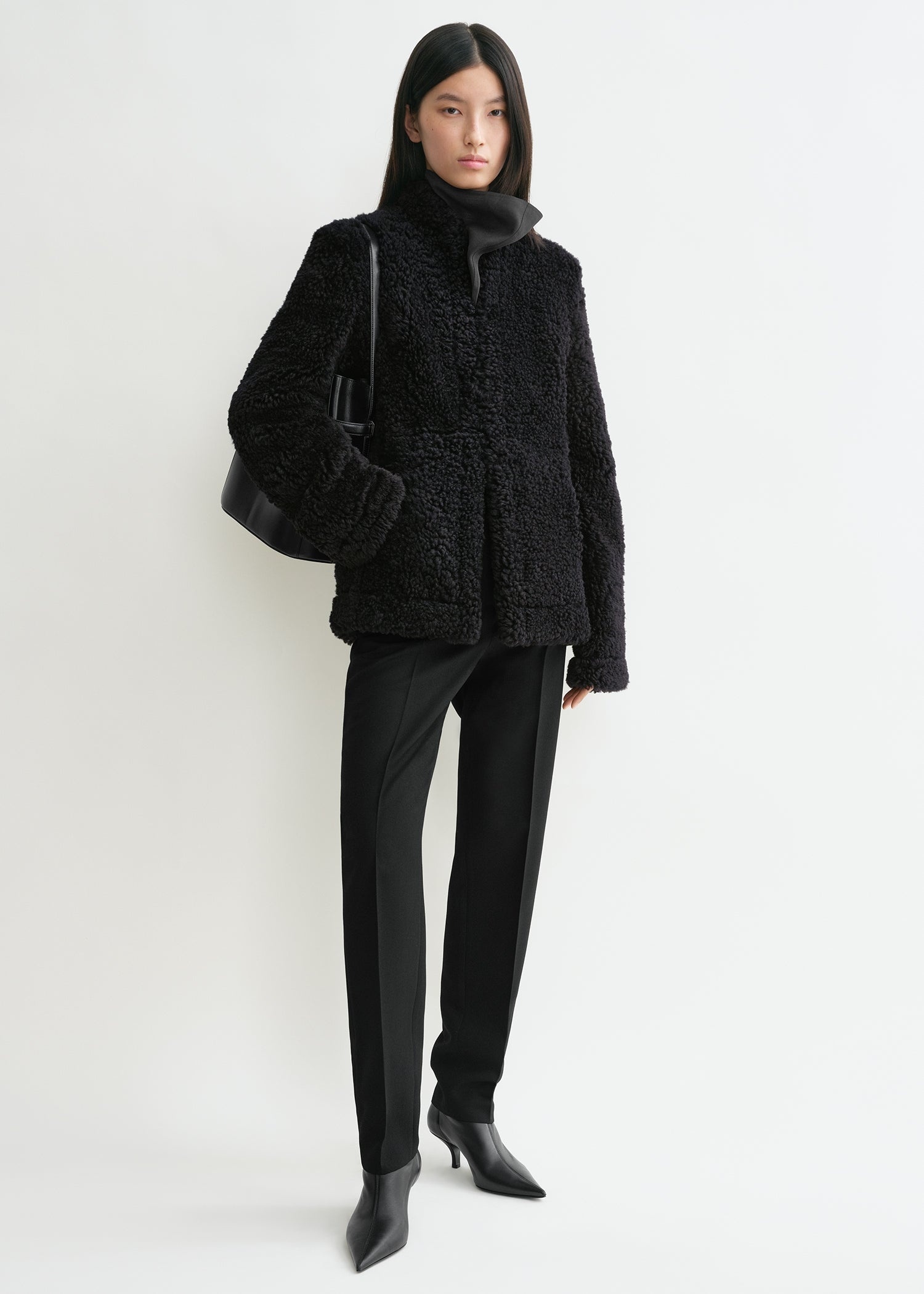 Cinched shearling jacket navy - 2