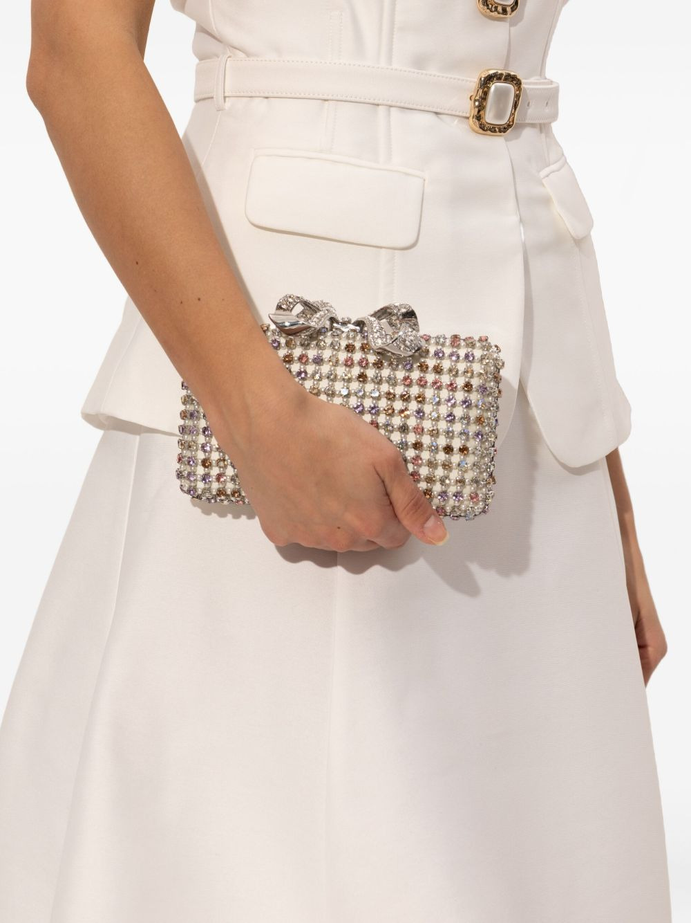crystal-embellished bow-detail clutch - 2