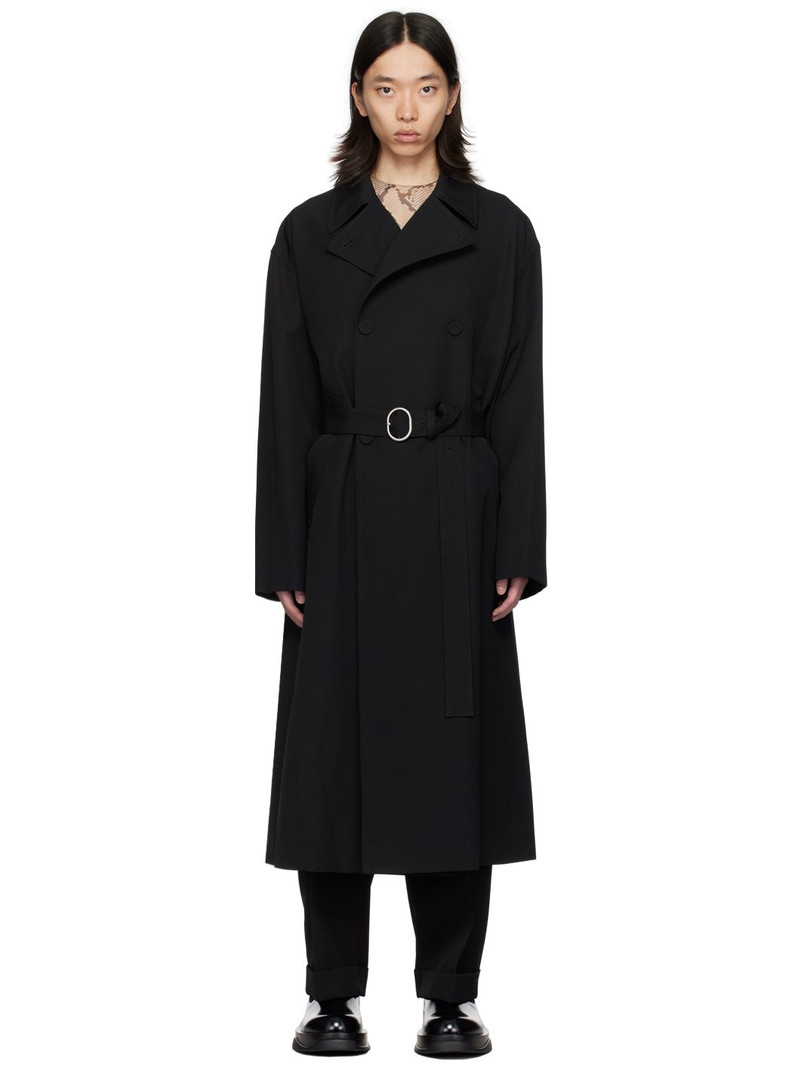 Black Belted Trench Coat - 1