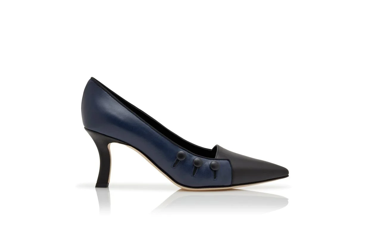 Navy Blue Nappa Leather Pumps - 1