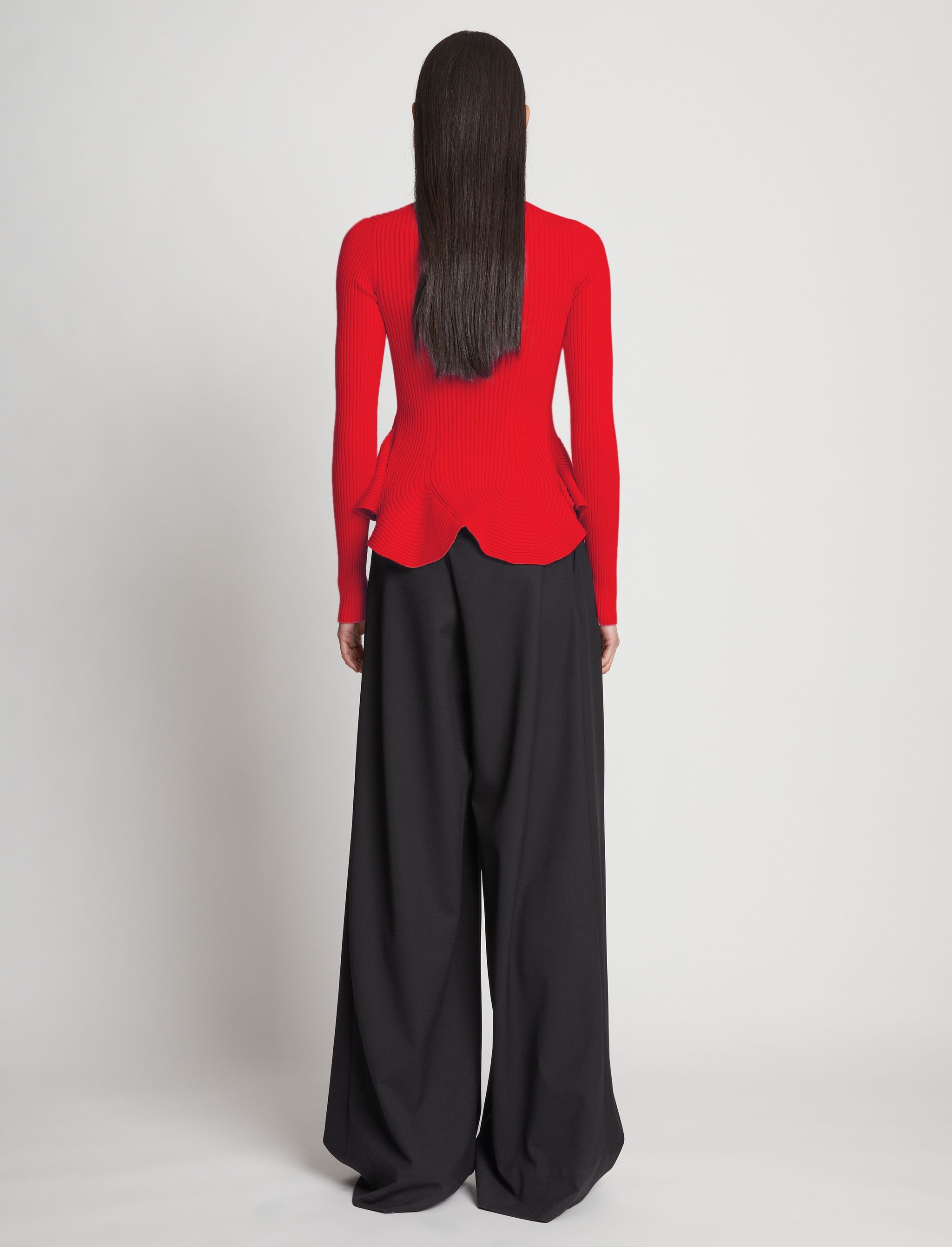 Fluted Rib Knit Peplum Sweater - 5