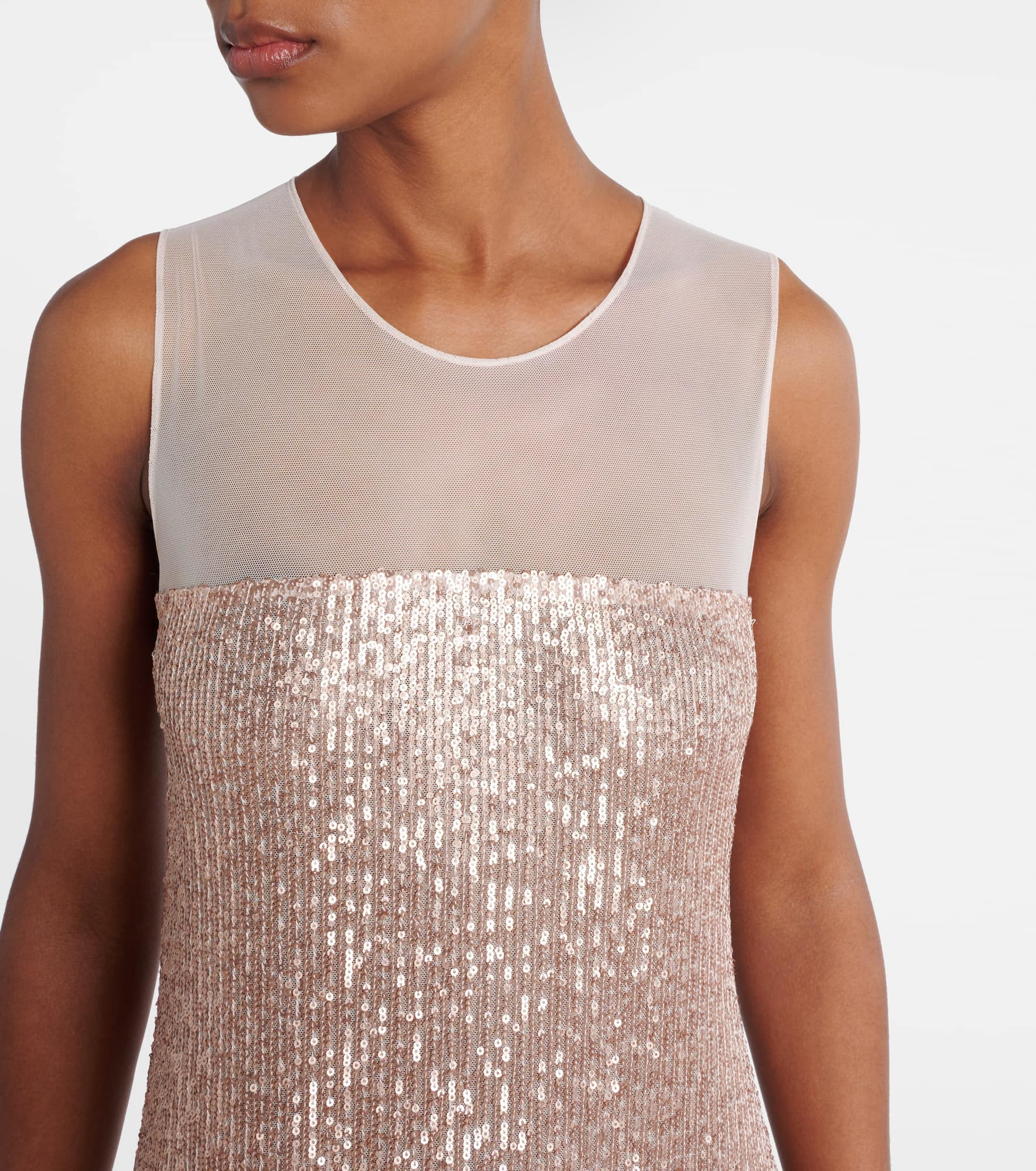 Floral-appliqué sequined gown - 4