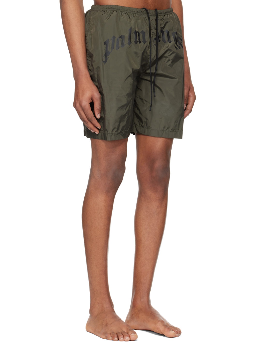 Khaki Curved Logo Swim Shorts - 2
