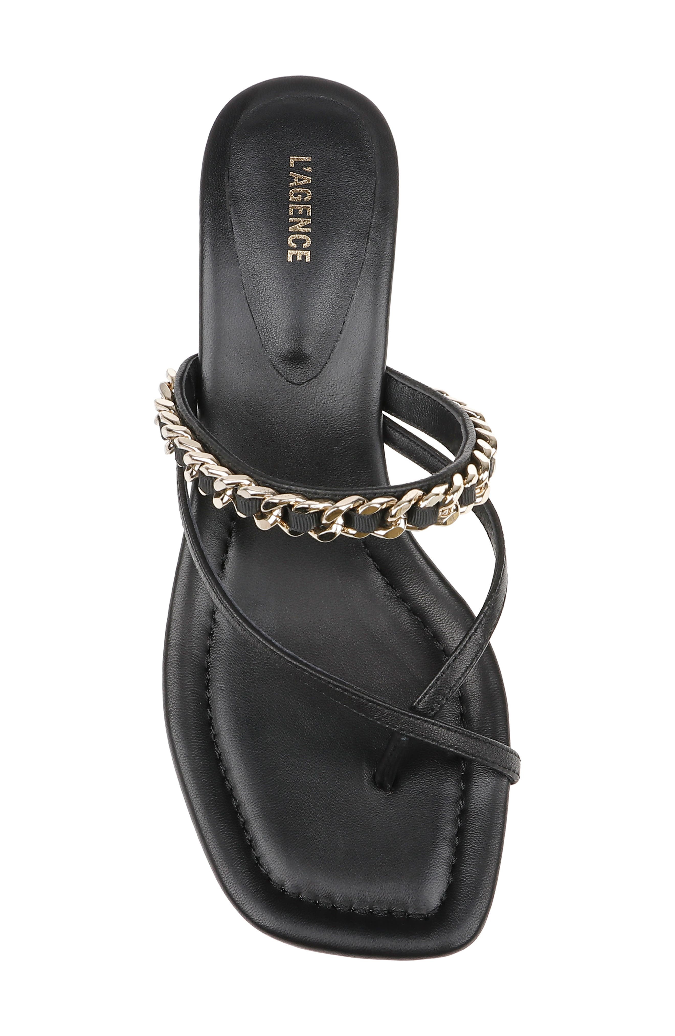 L'AGENCE Georgette Kitten Heel Slide Sandal in Black Leather at Nordstrom - 5