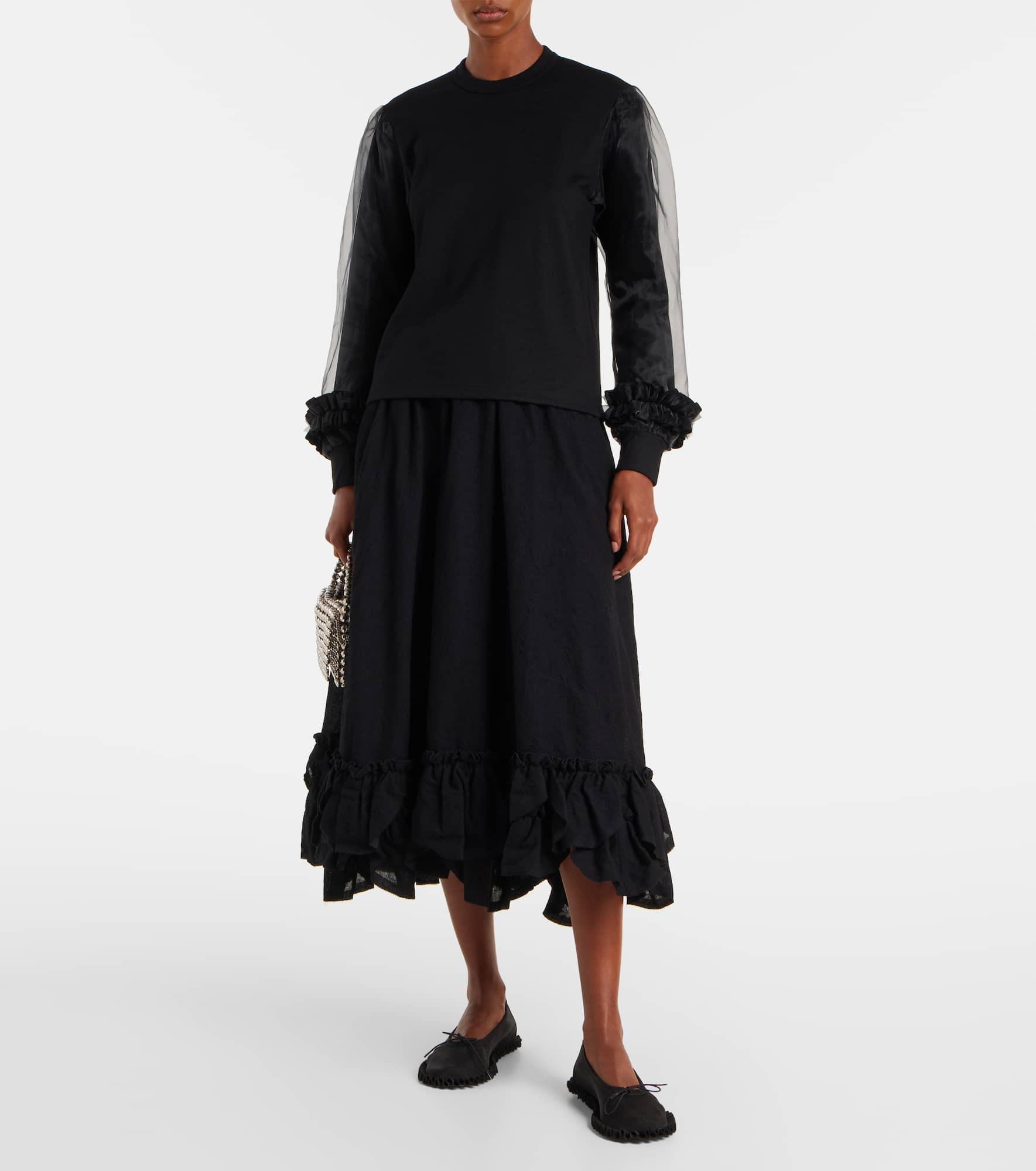 Tulle-trimmed wool sweater - 2