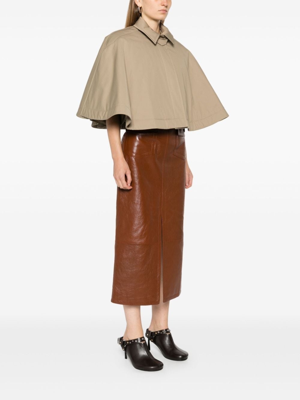 cropped gabardine cape - 3