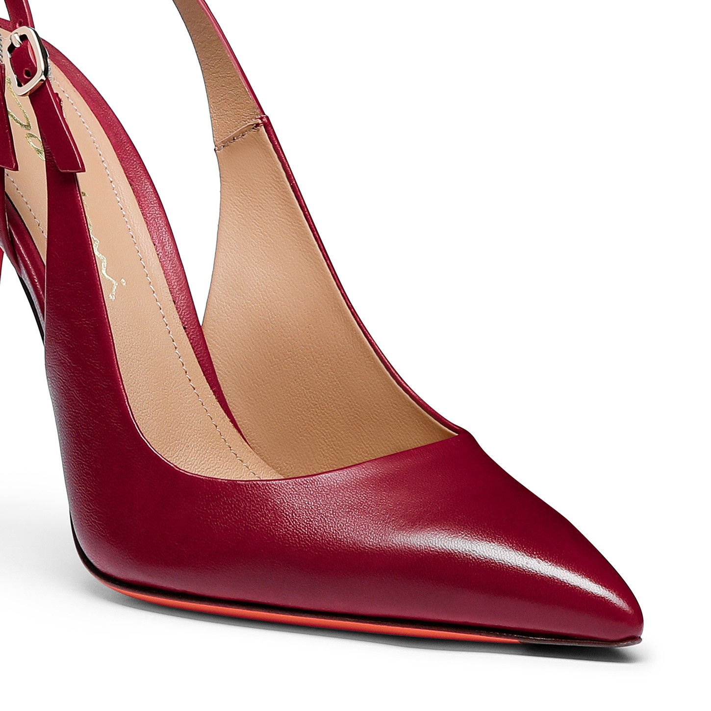 Women's red leather high-heel slingback - 5