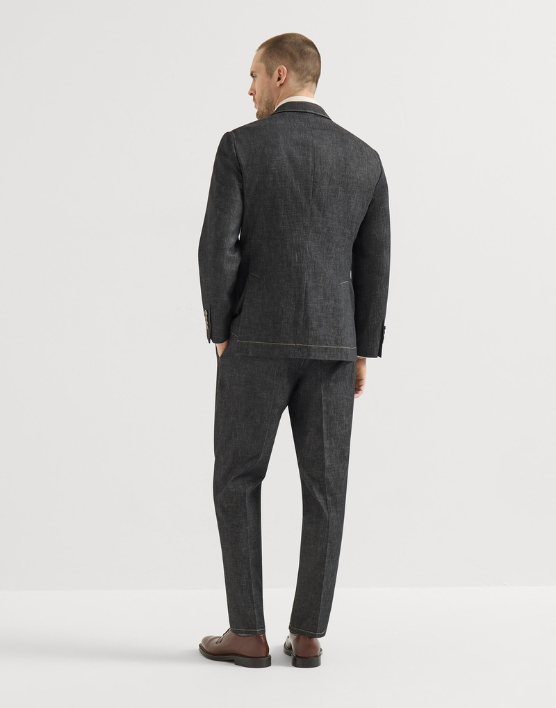 No-fade lightweight denim Tailor suit: one-and-a-half breasted jacket with metal buttons and trouser 3