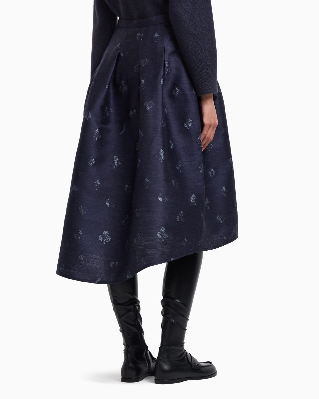 JEU DE CARTES MOTIF WOOL-BLEND JACQUARD SKIRT WITH GODET PLEATS - 3