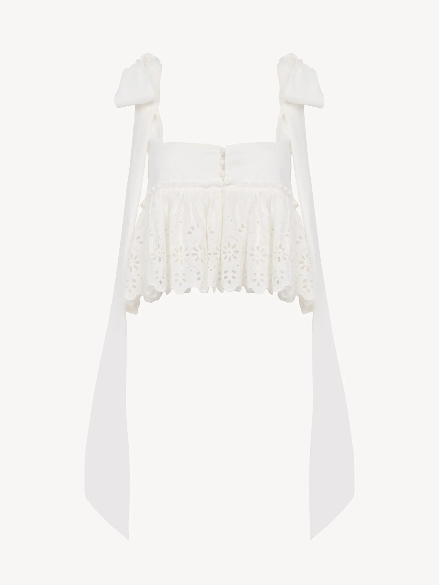 KNOTTED-STRAP CROPPED TOP IN SOFT COTTON - 1