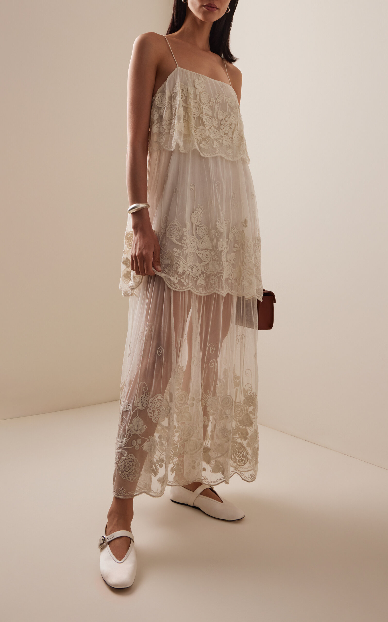 Arielle Tiered Lace Midi Dress ivory - 2