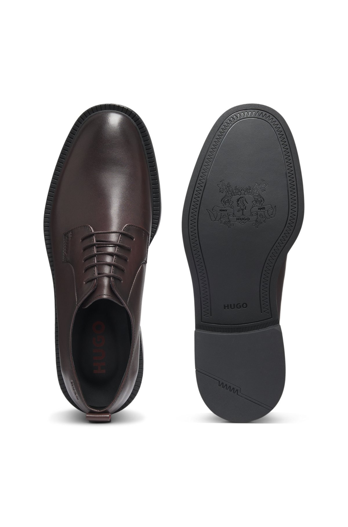LEATHER DERBY SHOES WITH EMBOSSED LOGO - 4