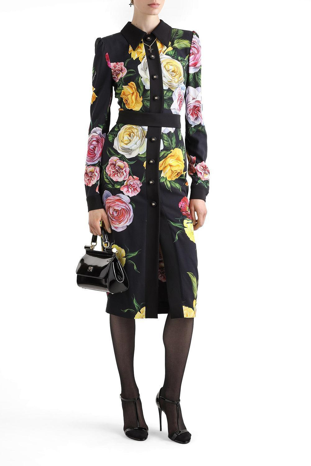 Long Sleeve Printed Shirt Dress - 2