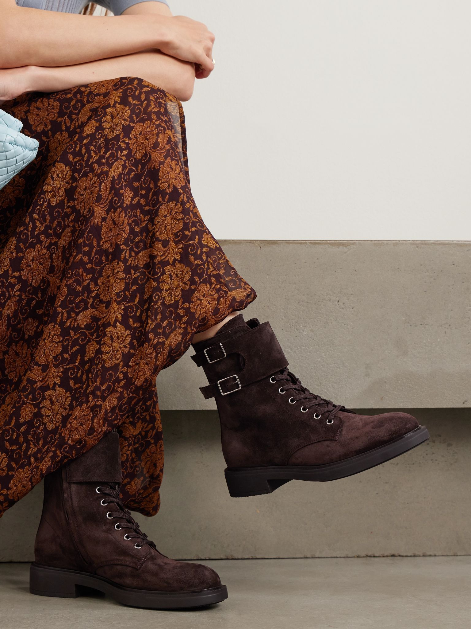 Ripley buckled suede ankle boots Chocolate - 2