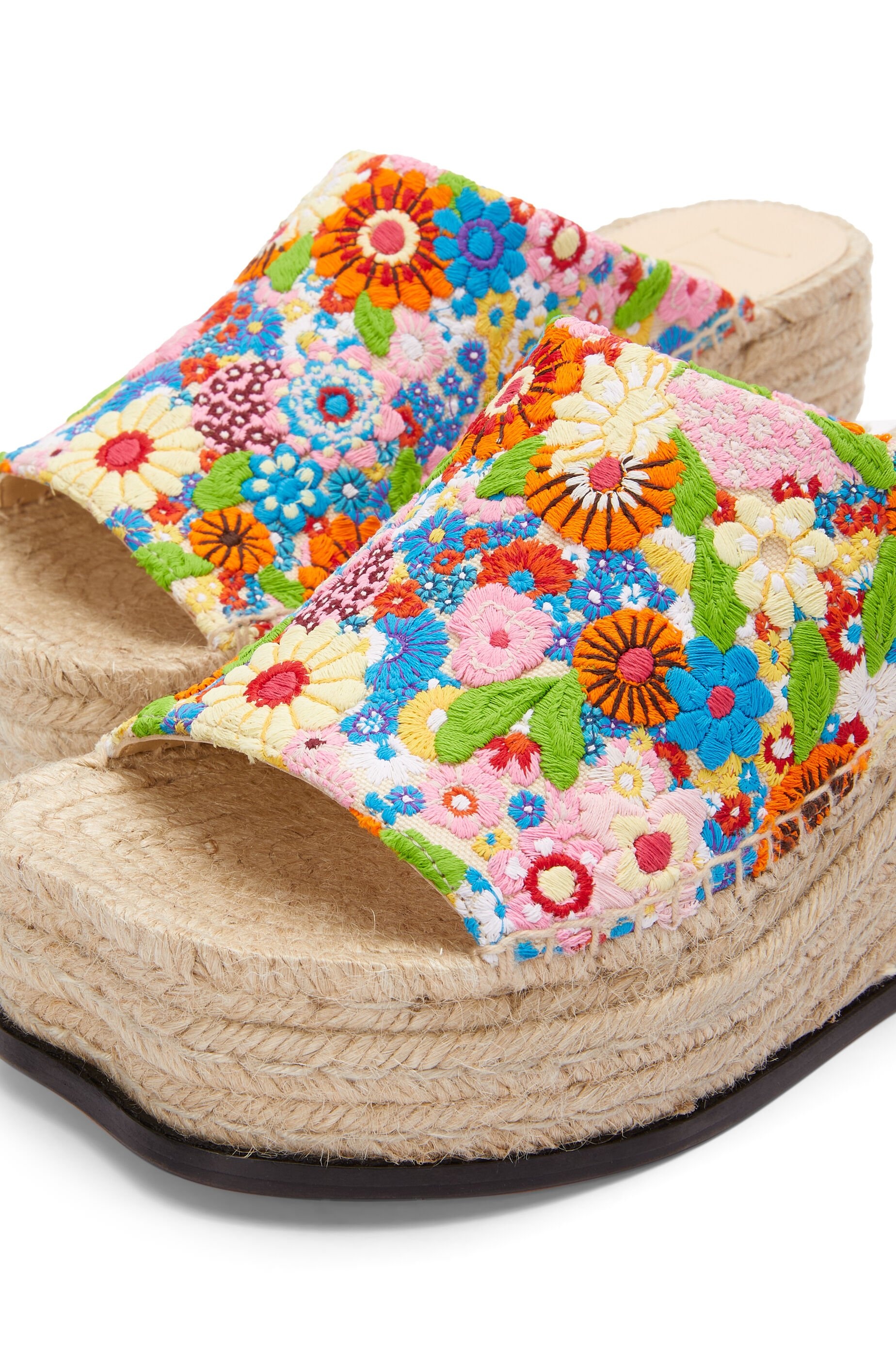 Petal espadrille slide in embroidered canvas - 5