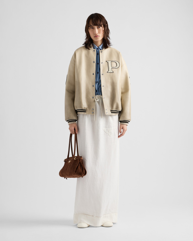 Prada Embroidered linen skirt outlook
