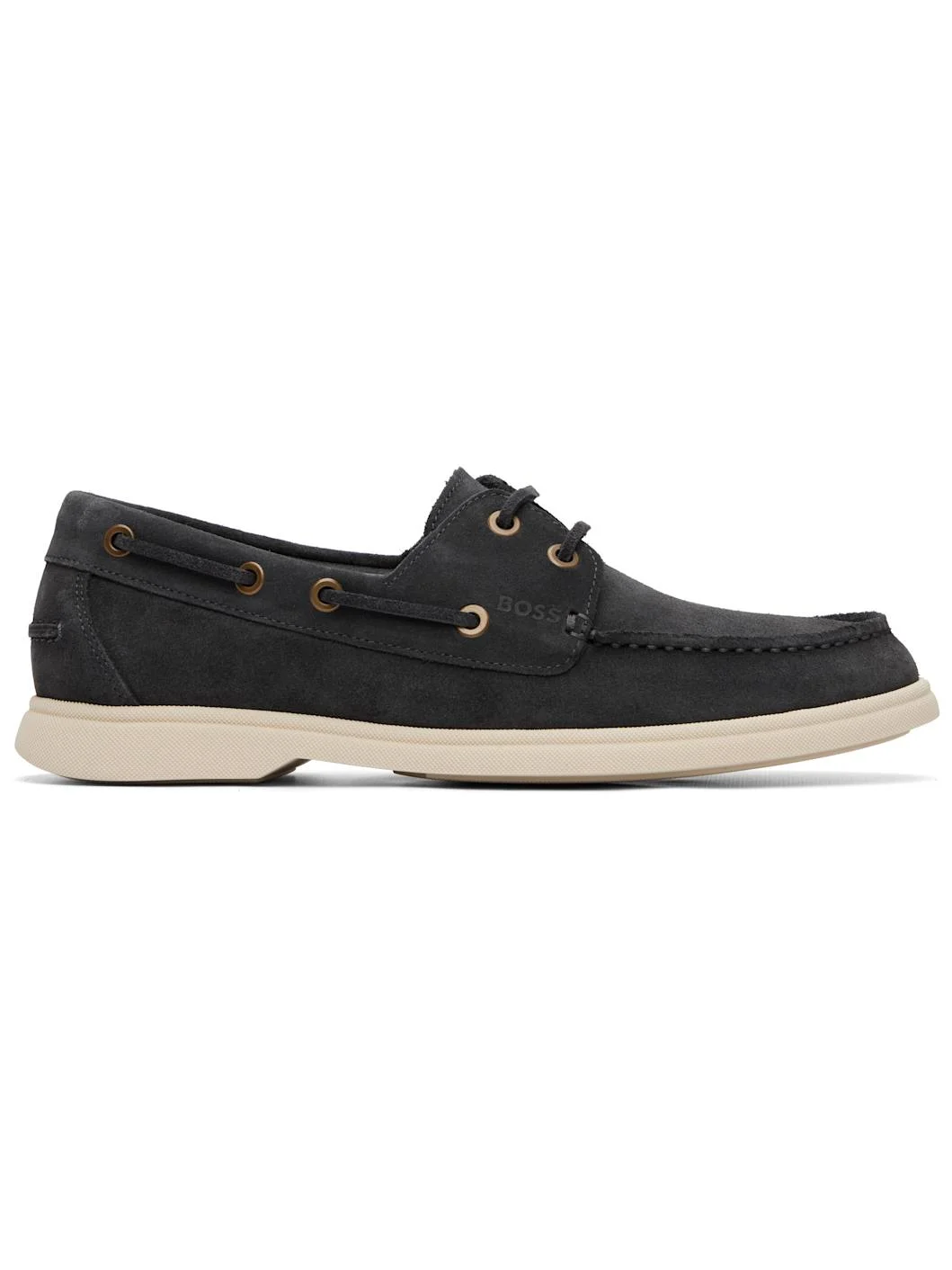Gray Suede Lace-Detail Boat Shoes - 1