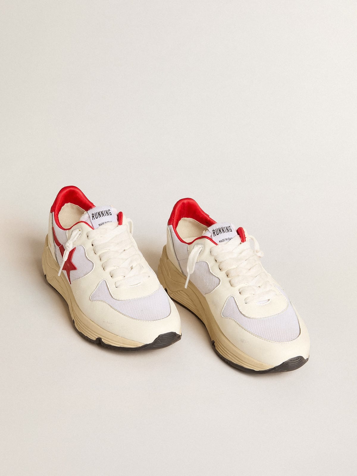 Running Sole LTD in white nappa and nylon with a red leather star - 2