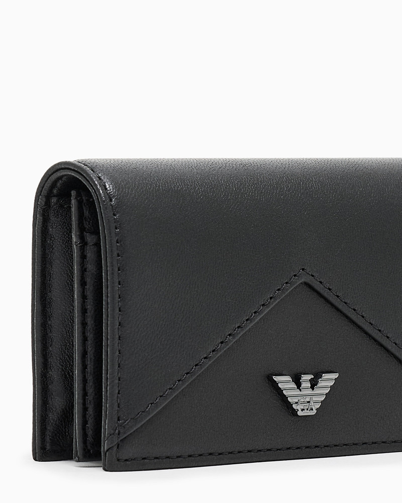 NAPPA LEATHER CARD HOLDER WITH FLAP WITH GEOMETRIC DETAIL 4