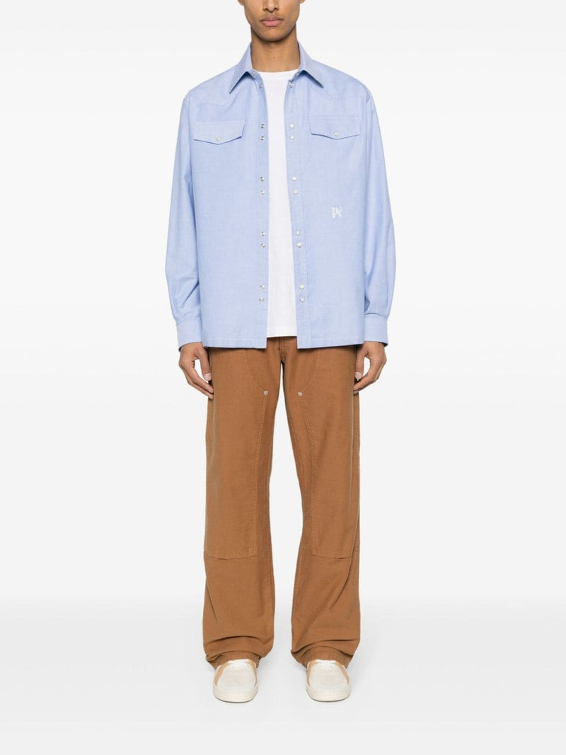 Palm Angels monogram-embroidered cotton shirt outlook