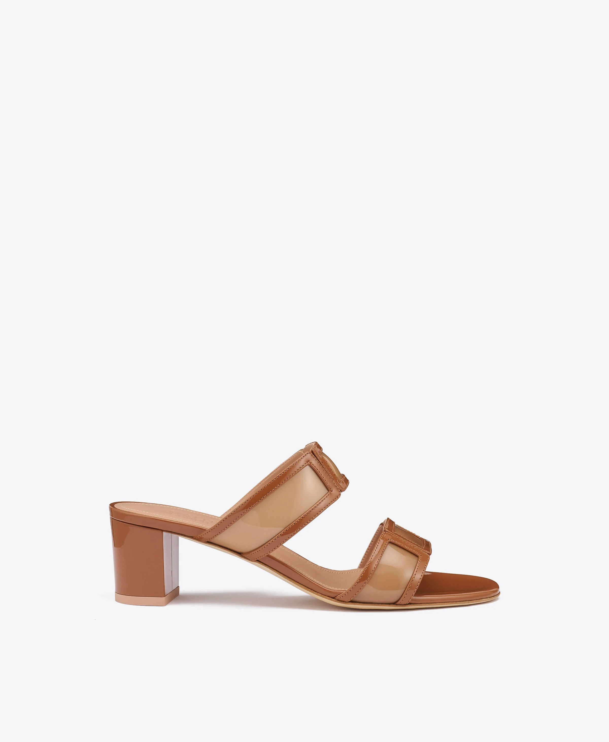 Loulou 45 Brown PVC Block Heel Sandals - 1