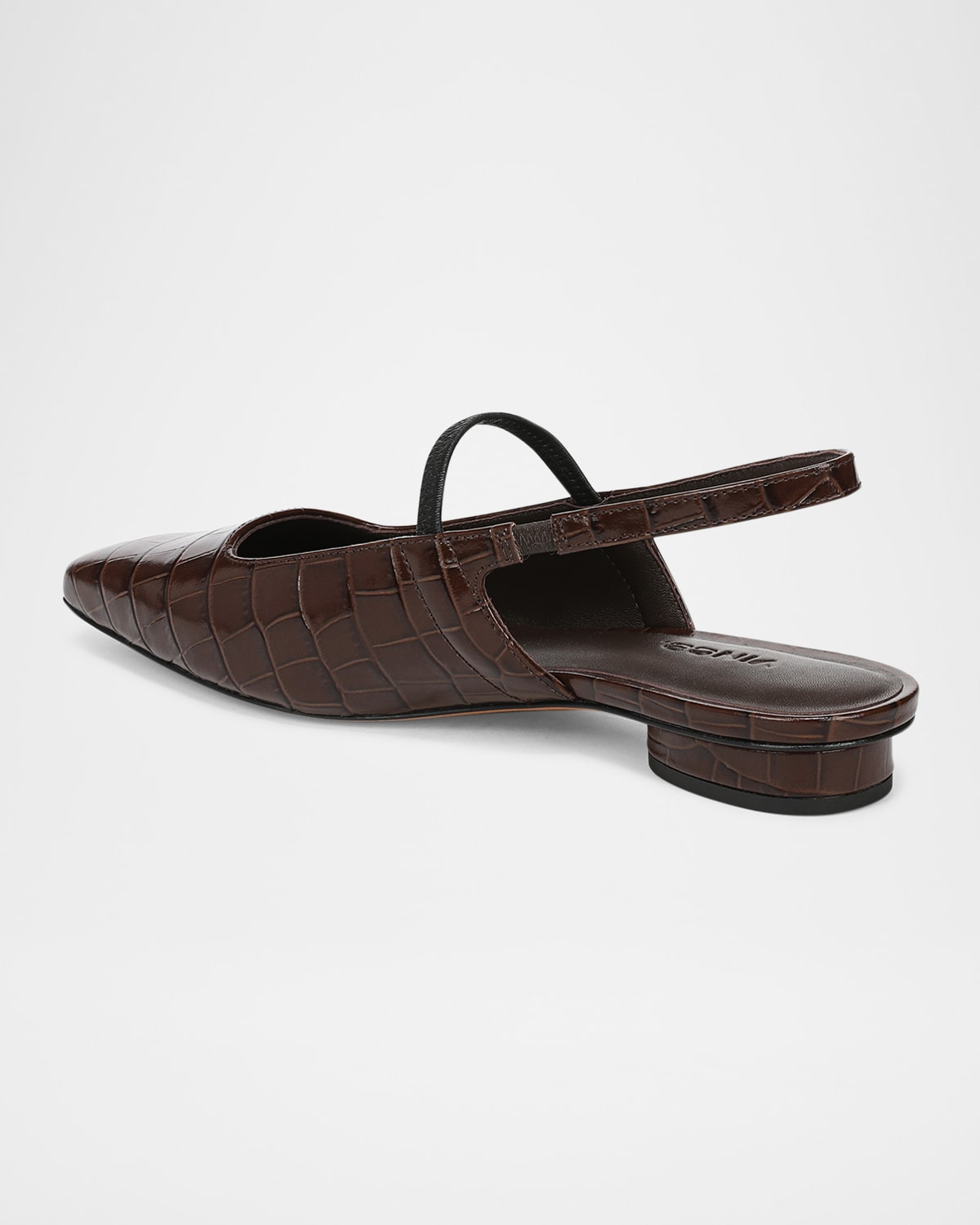 Venice Croc-Embossed Leather Slingback Flats - 3