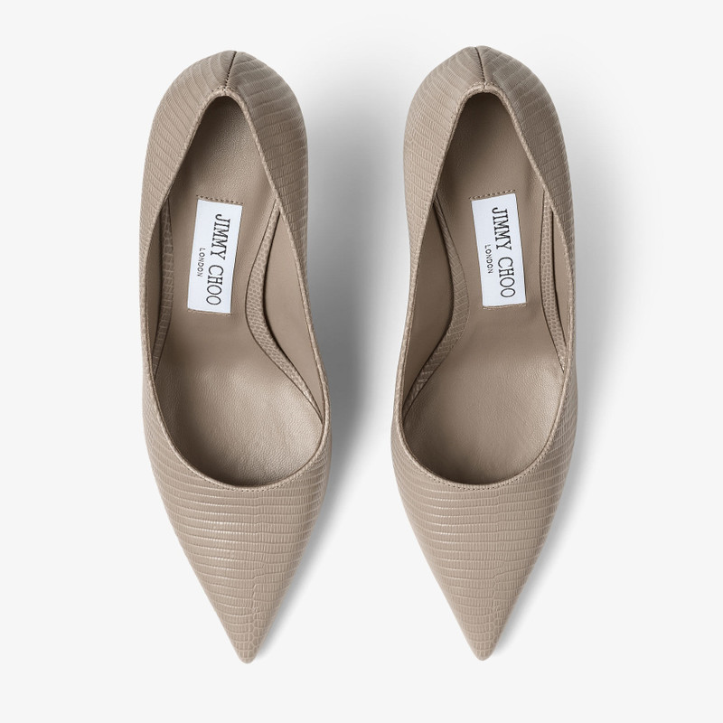 Love 85 Taupe Lizard Printed Leather Pumps 4