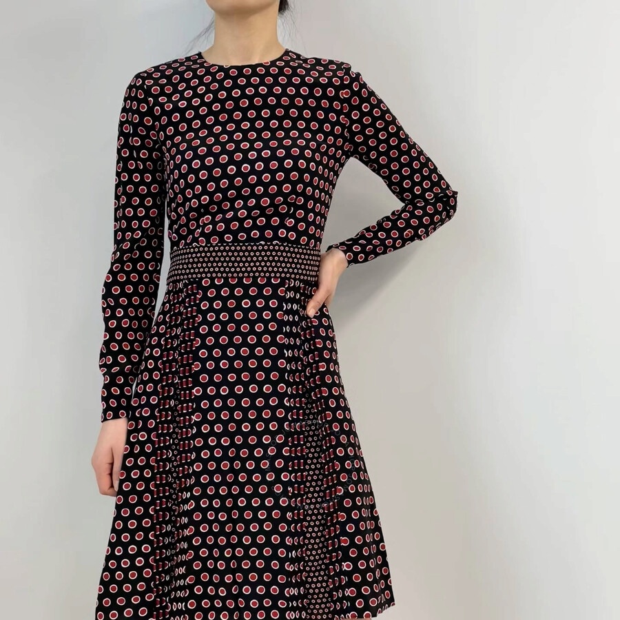 Burberry Spot Print Long-sleeve Silk Dress - 3