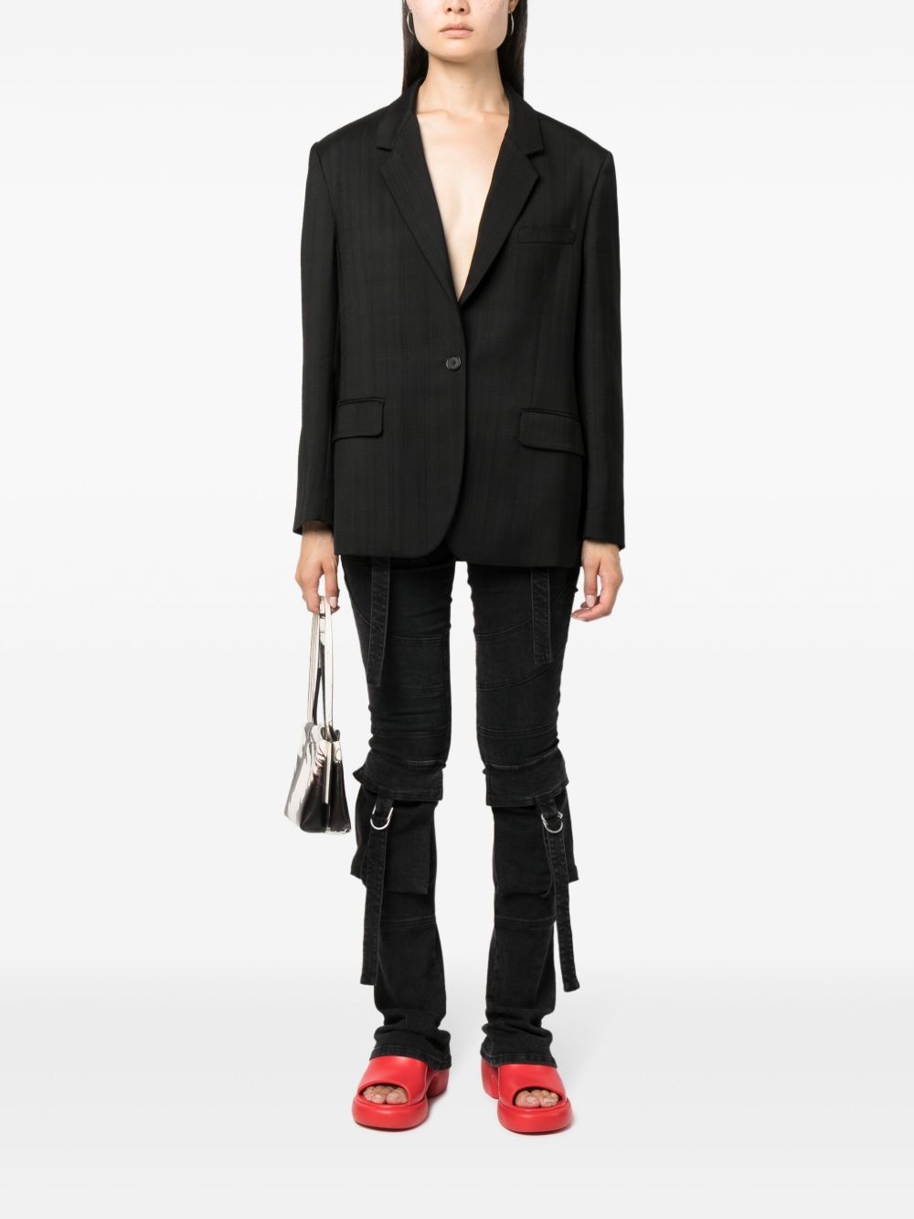 notched-lapels single-breasted blazer - 2