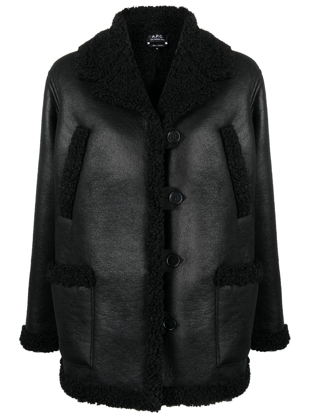 faux-leather shearling jacket - 1