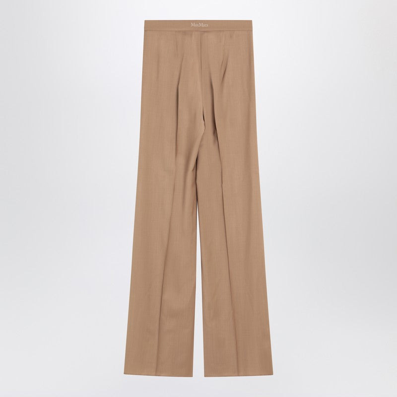 Max Mara Wide Beige Wool Trousers Women - 2