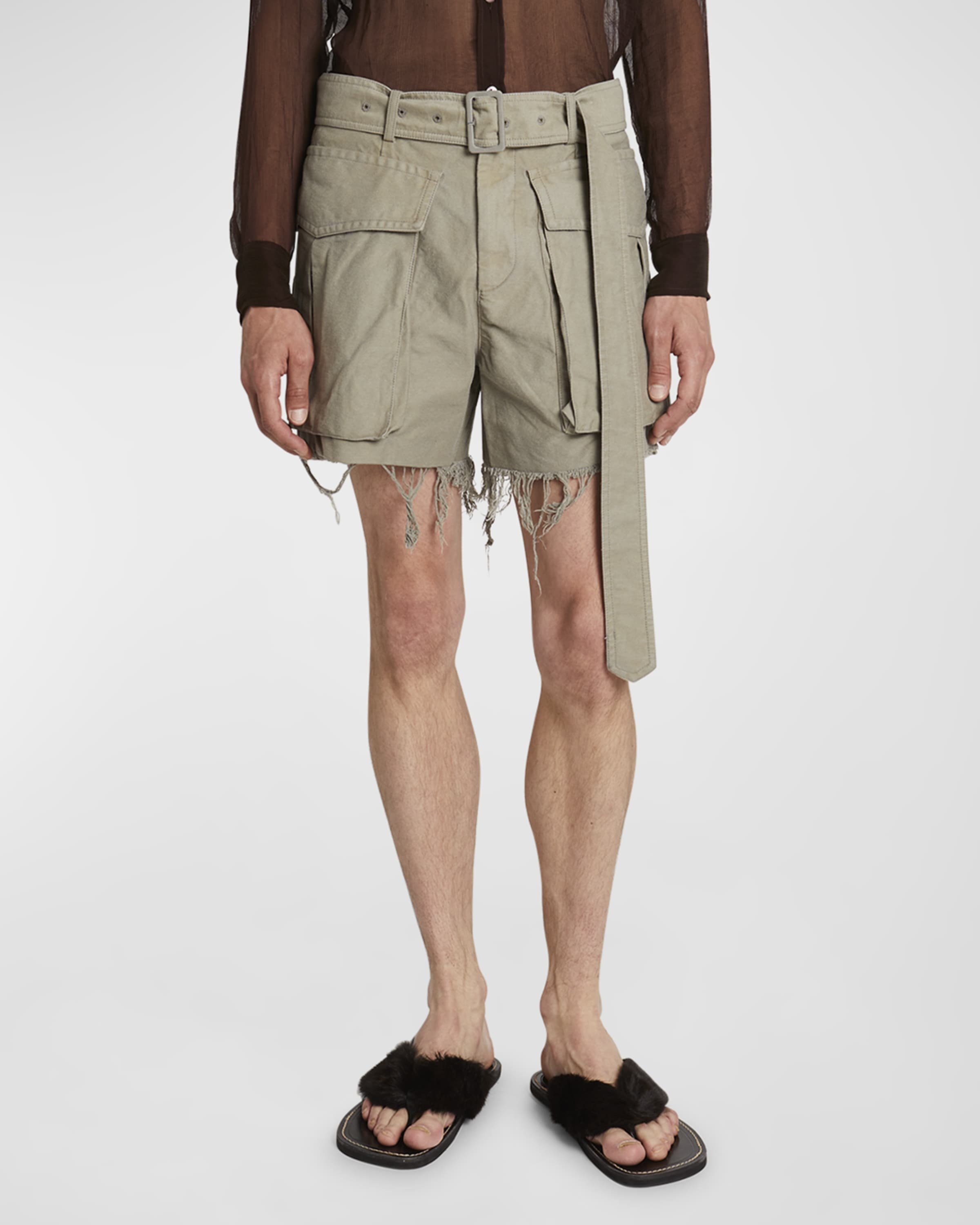 Dries Van Noten Men's Pez Belted Cargo Shorts | neimanmarcus
