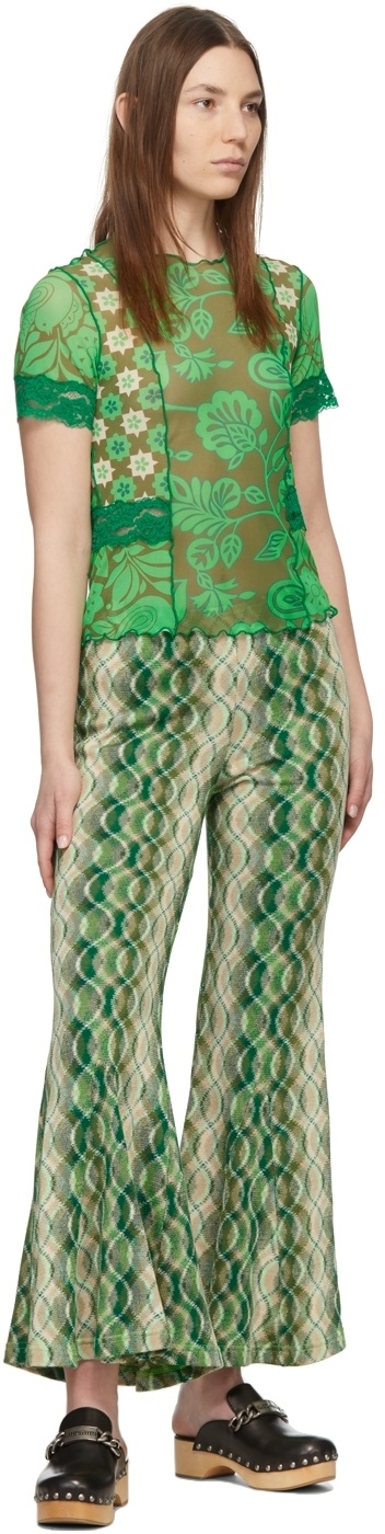 【関税込み】Anna Sui グリーン Wave Rider ラウンジパンツ ANNA SUI Green Wave Rider Lounge Pants | REVERSIBLE