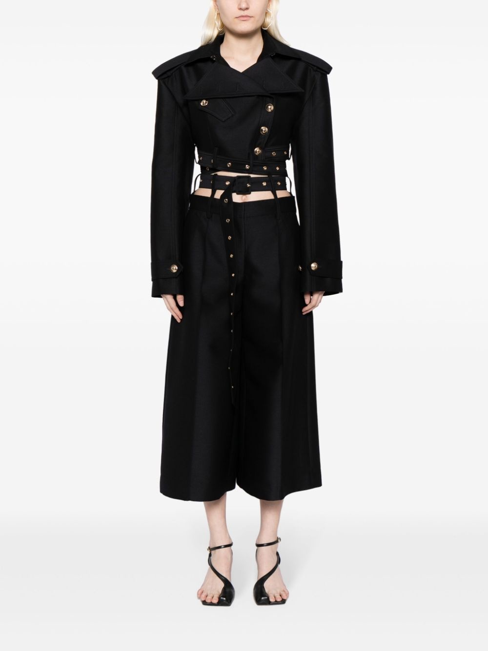 belted cropped jacket - 2