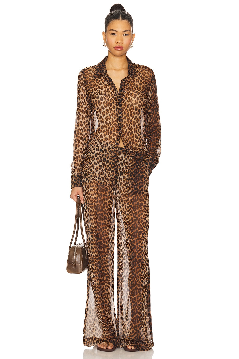 Wide Leg Pintuck Trousers - 5
