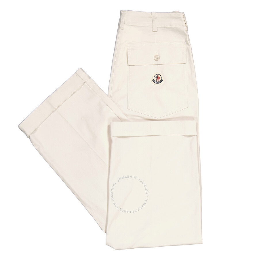 Moncler Ladies Natural Logo Patch Straight Leg Pants - 7