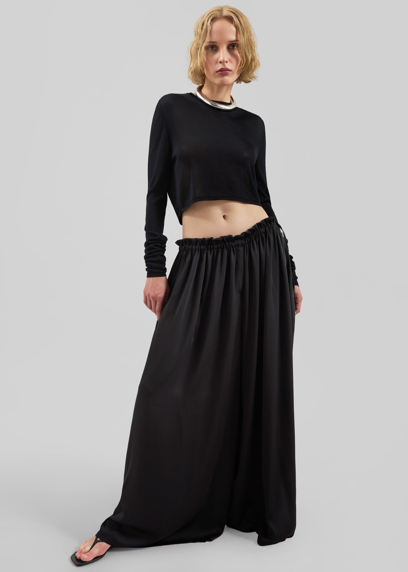 Arleth Satin Sheer Drawstring Pants - Black 5
