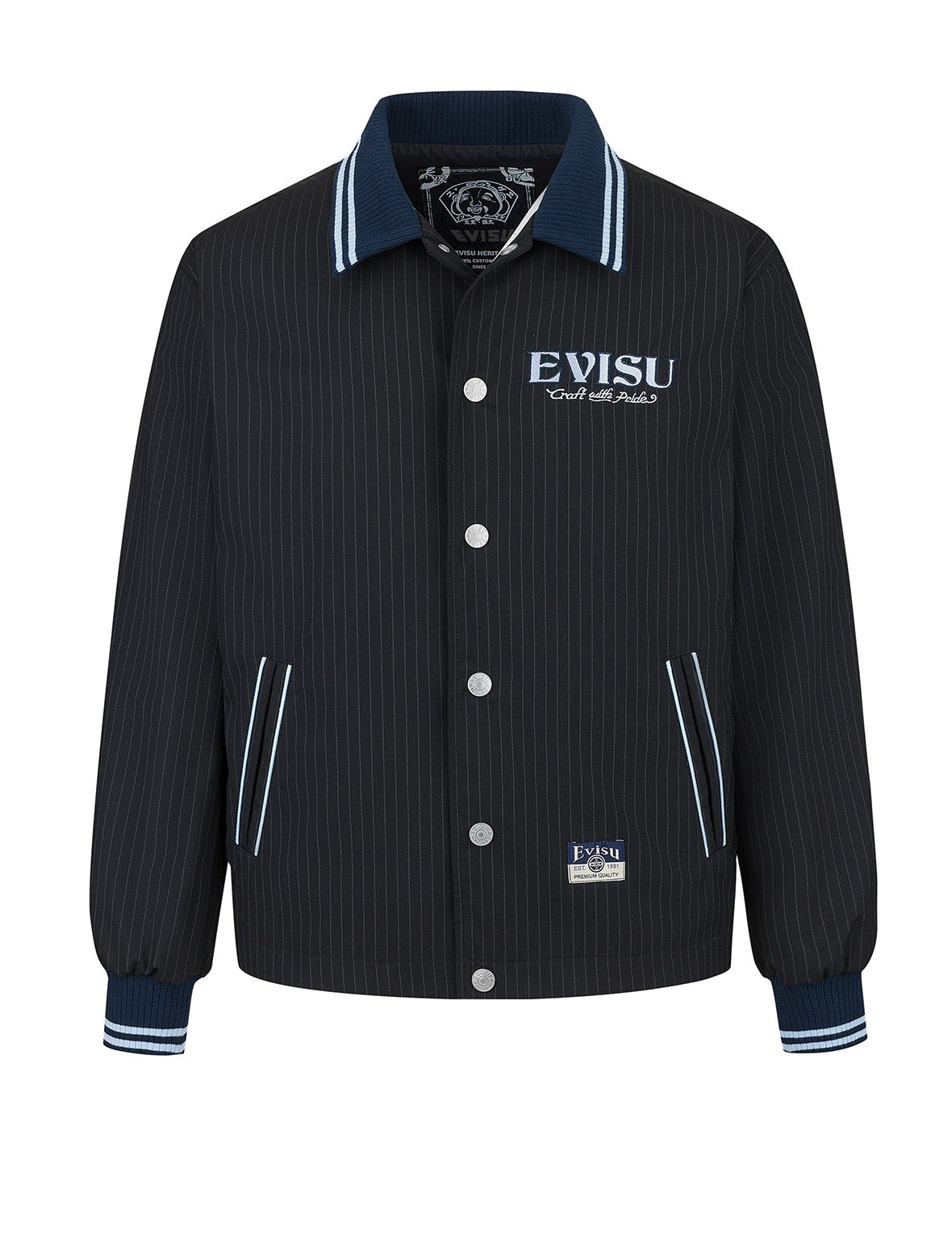 Logo and Slogan Embroidery Regular Fit Striped Suit Ccoach Jacket - 12