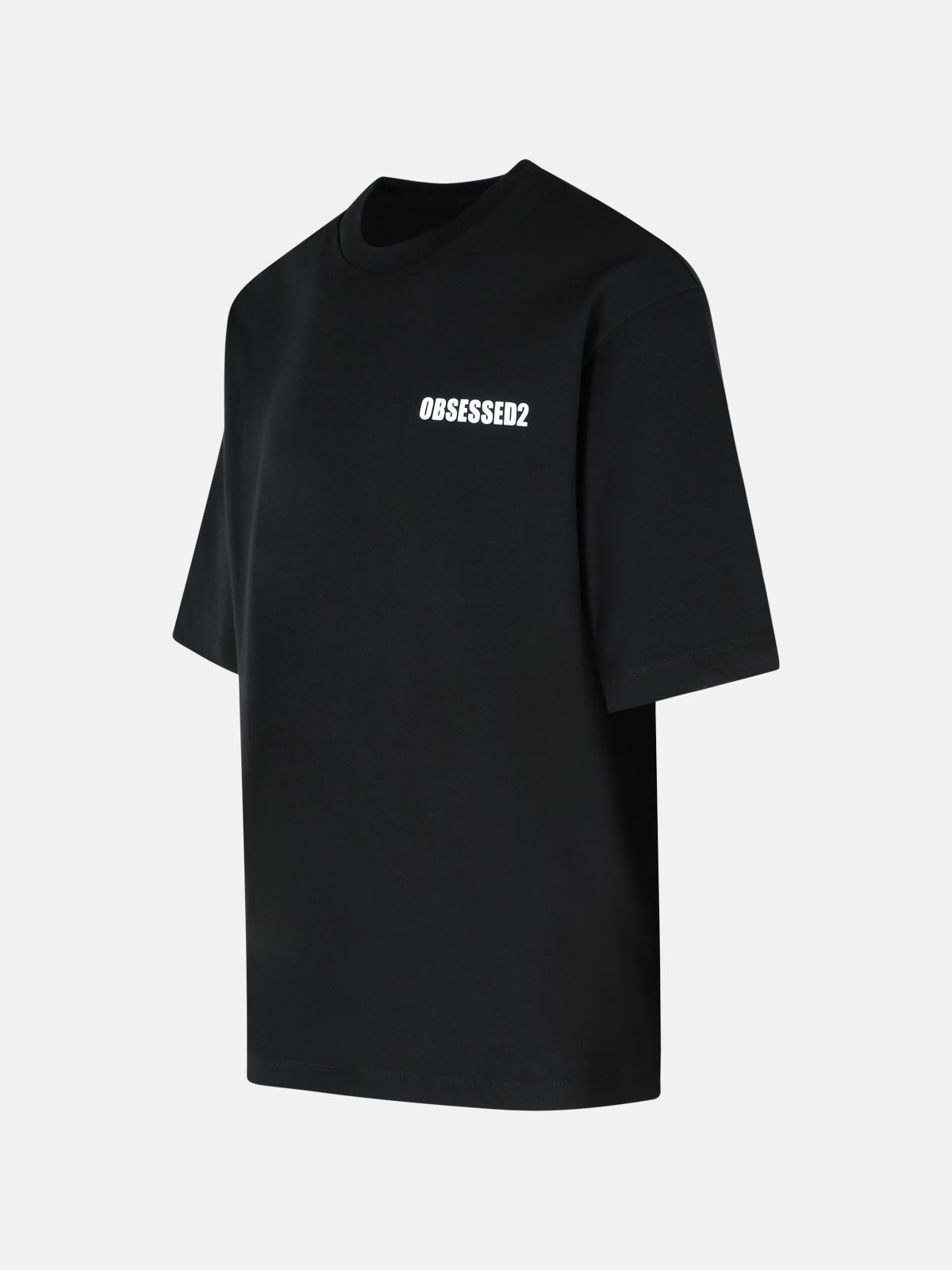 'OBSESSED' BLACK COTTON T-SHIRT - 2