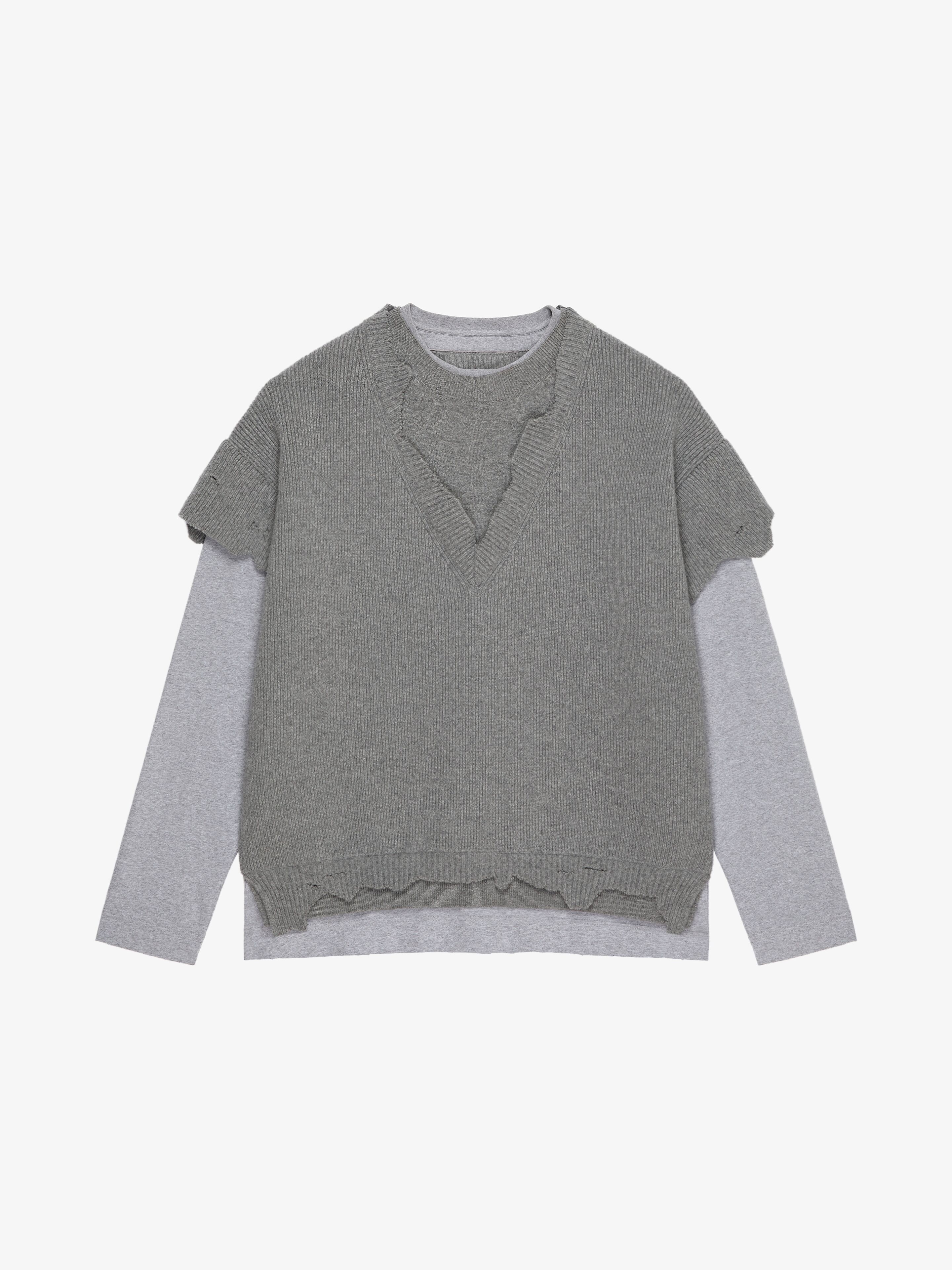 CUT & LAYER SWEATER IN WOOL AND COTTON - 1
