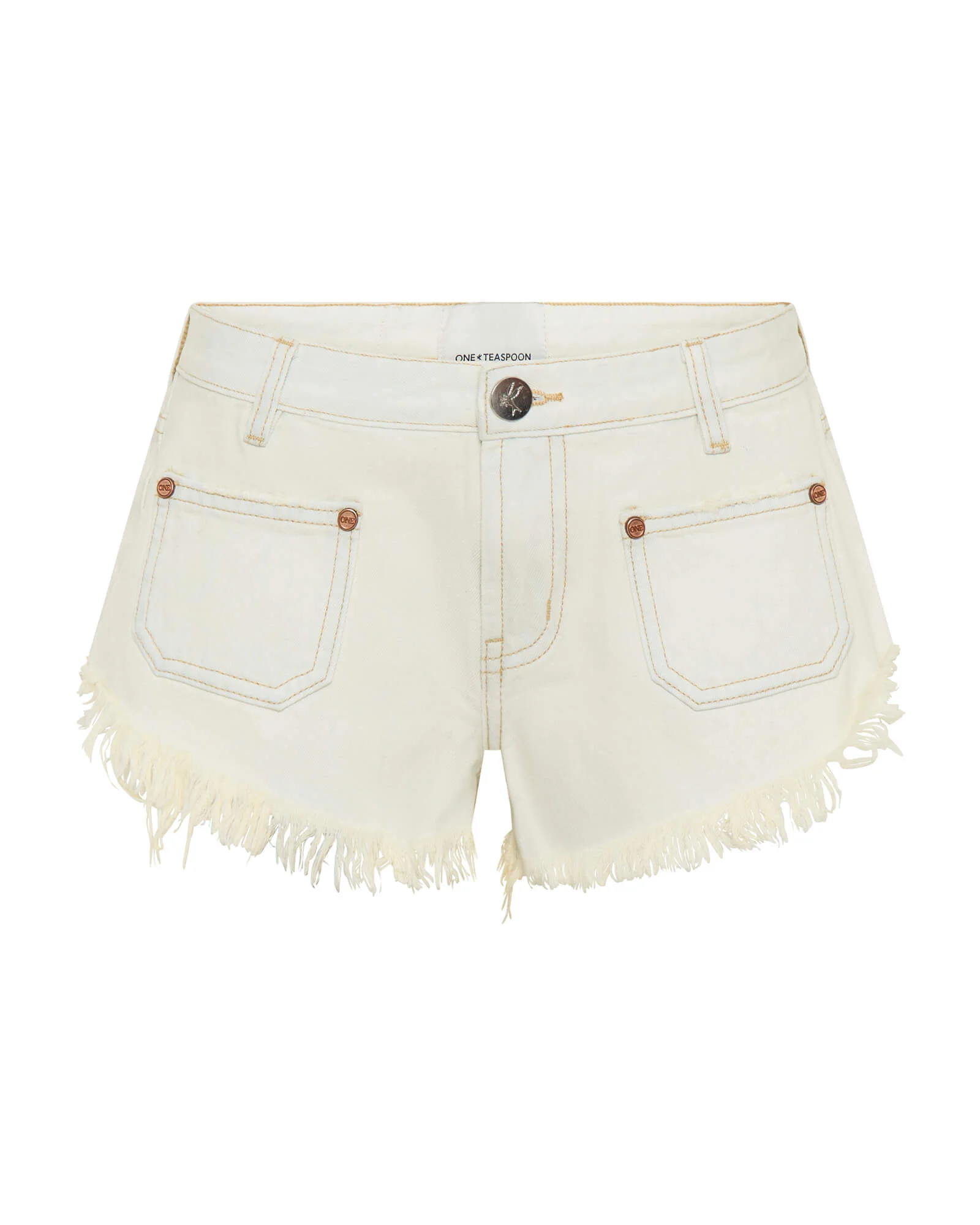 Retro Dukes Low Waist Mini Denim Shorts - Blue Cream - 1