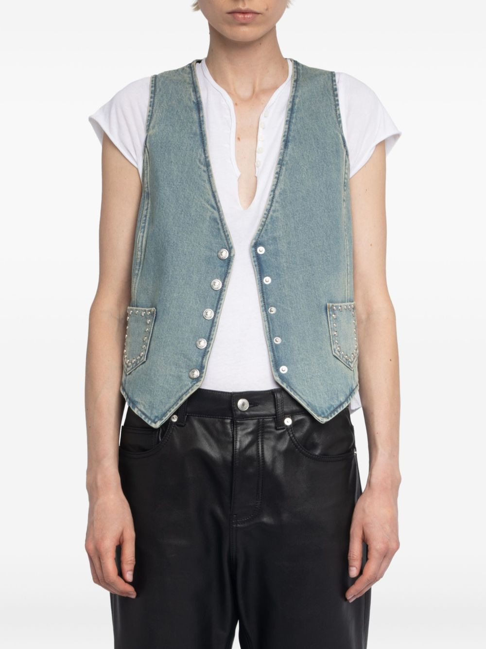 V-neck studded waistcoat - 4