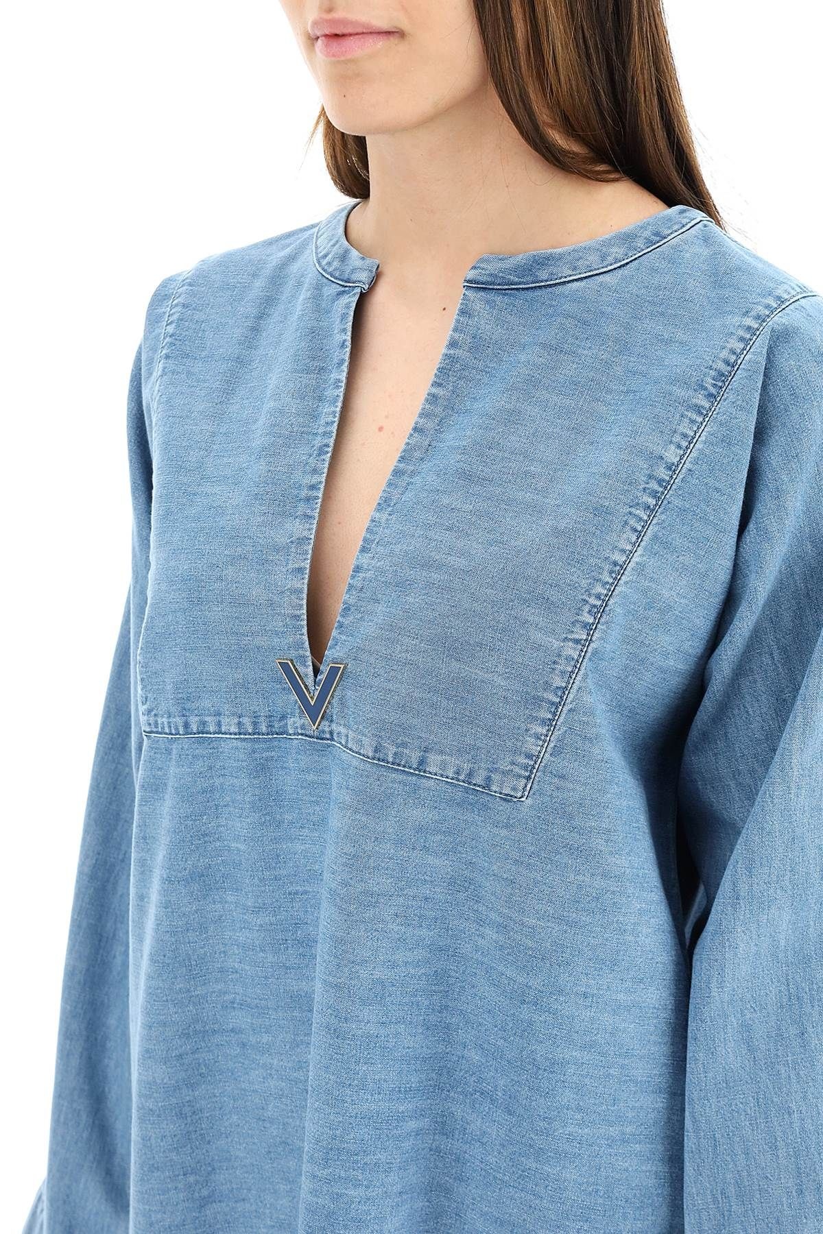 CAFTAN DRESS IN CHAMBRAY DENIM - 5